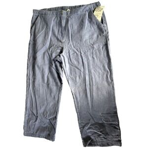 J Jill Pants Womens 18 Blue Marine‎ Cropped Sunwashed Damask Textured Cotton NWT